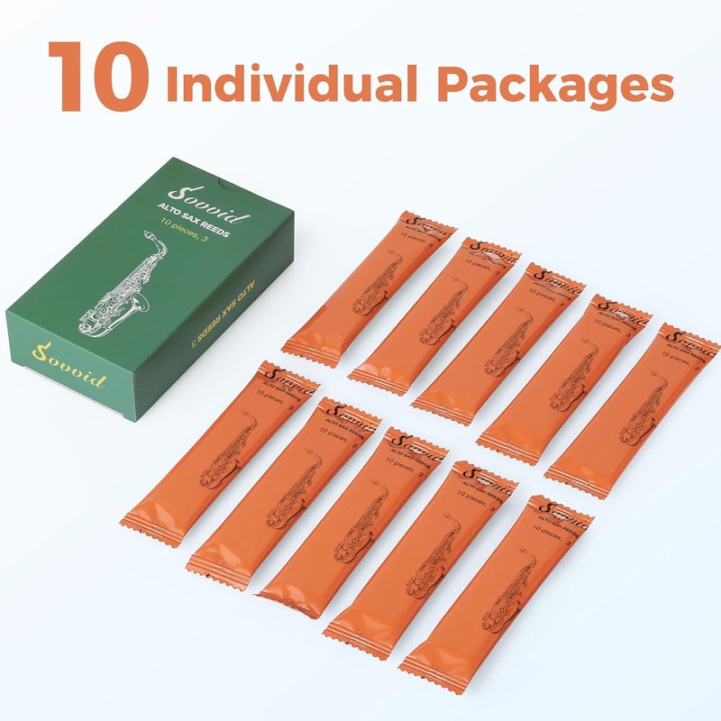 Sovvid Handcrafted Alto Saxophone Reeds 3.0 – Premium Natural Cane, Warm & Rich Tone, Durable & Consistent, Thinner Tip for Easy Play, Individually Packed with Portable Reed Case (Box of 10) - Image 5